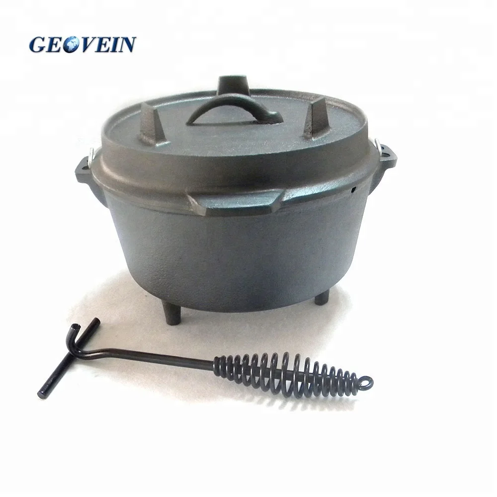 2 in 1 Camp Grill Pan Lid! Pre-Seasoned Cast Iron Dutch Oven Charcoal Wood