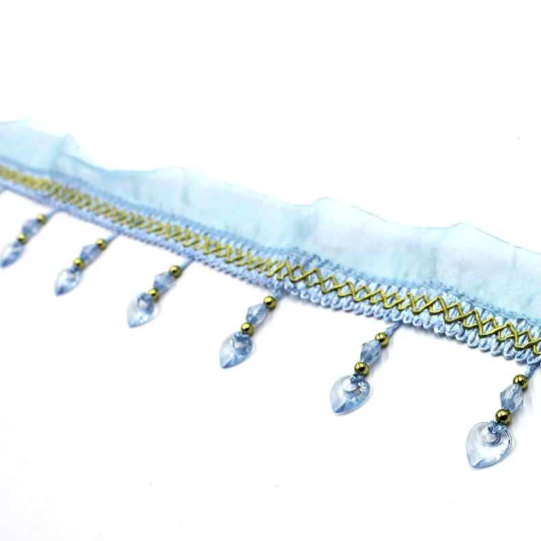 Cheap Price Heart-shaped  Beaded Curtain Tassel Fringe Trim, Beaded Fringe Trimming