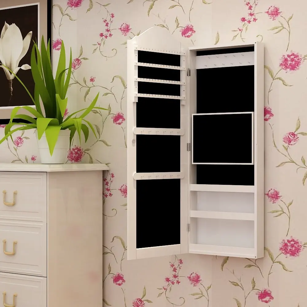 MDF wooden wall hanging in wall door mirror jewelry cabinet