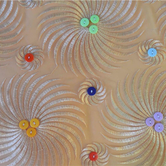 HLSD158 Swiss Quality Textile 100% polyester mesh sequin Embroidery Fabric With Beads for dress