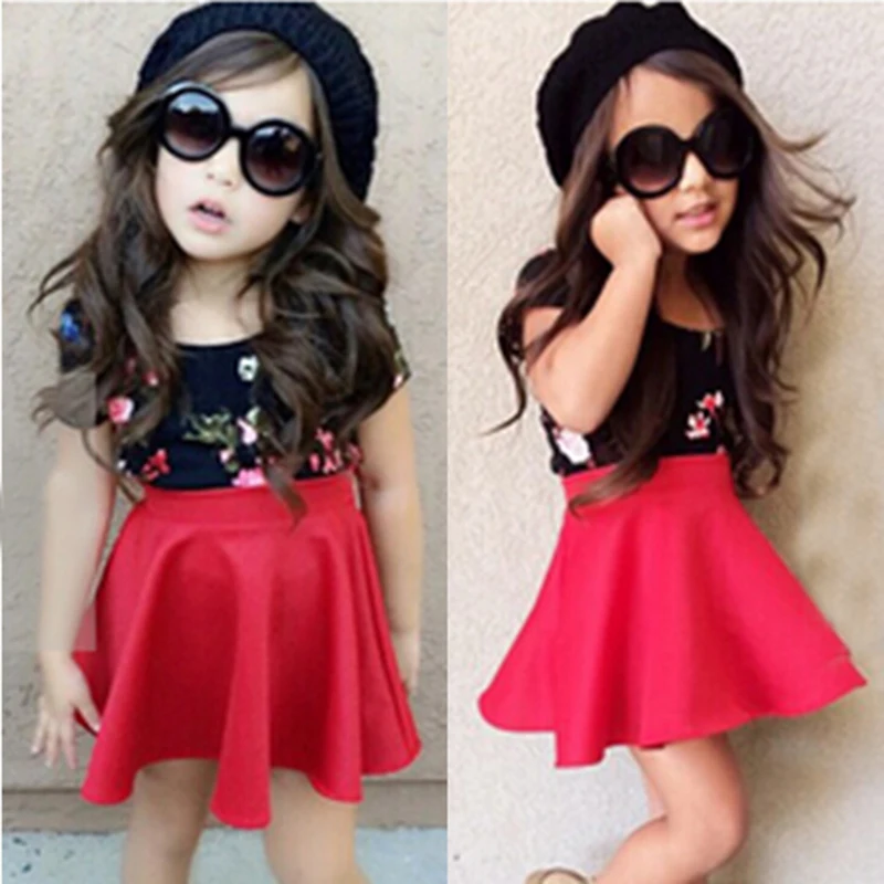 Kids fashionable clothing floral girls boutique clothing summer korean dress clothing for girls
