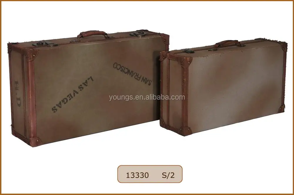 Distressed look Dirty look Old look Wooden Suitcase Luggage Style Storage Showcase for Decoration
