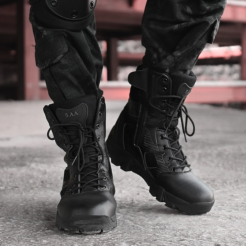
New hot sale mens boots desert zippers combat military hunting for men 