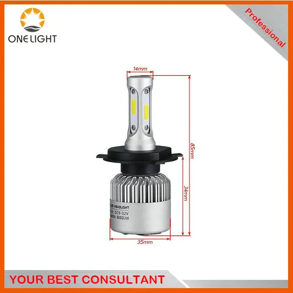светодиодные лампы H4 Высокий Низкий луч s1 S2 cob светодиодные фары 36 Вт 4000lm светодиодные лампы с вентилятором