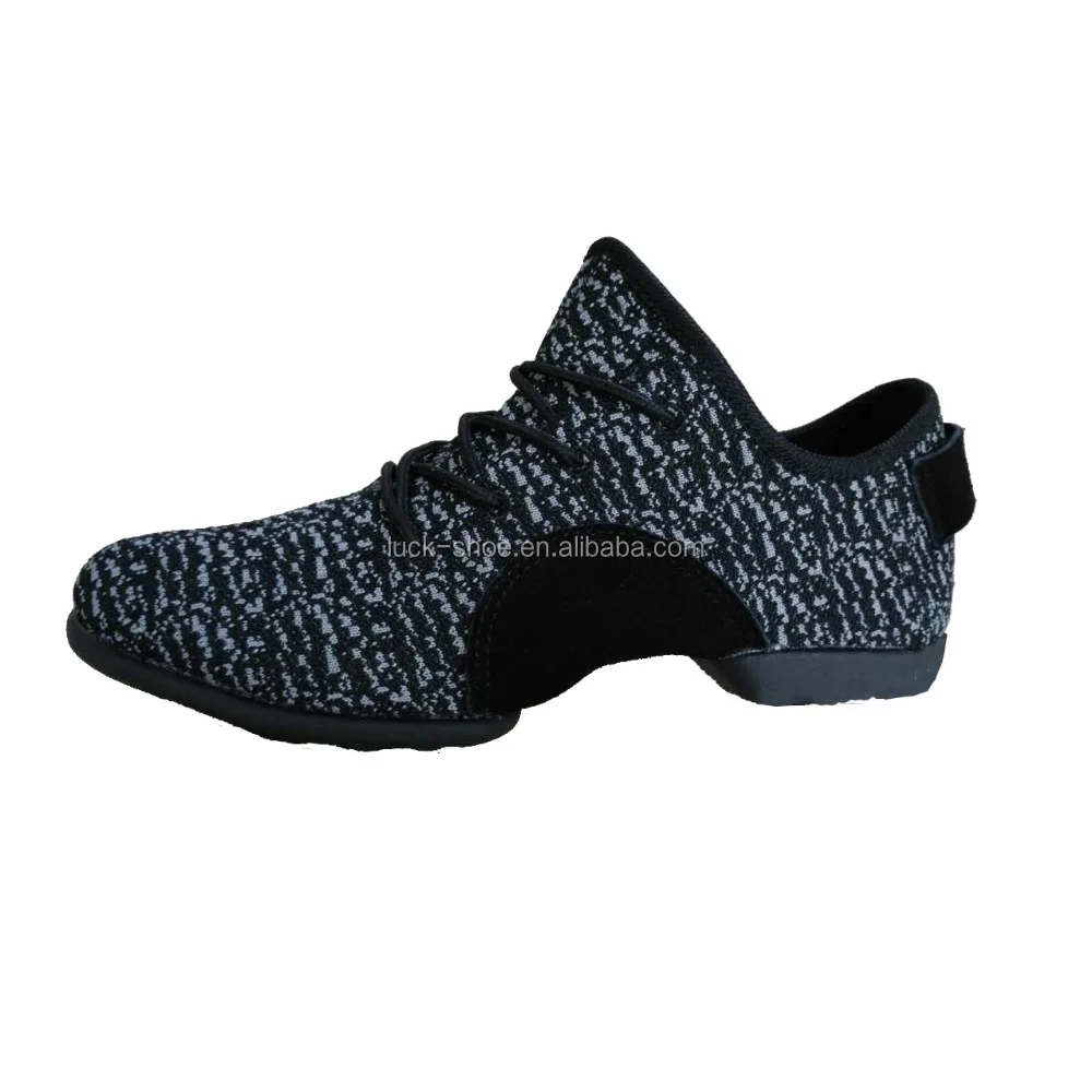 woven black OEM cool dance shoes sexy ladies dance sneakers half sole soft dance training shoe