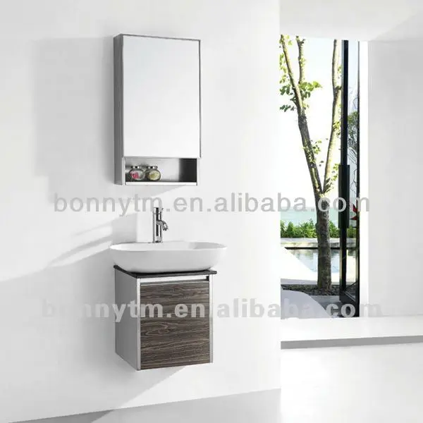 BONNYTM BN-8135 Size 560mm Stainless Steel Imitation Wood Grain Wall Hanging Cabinets