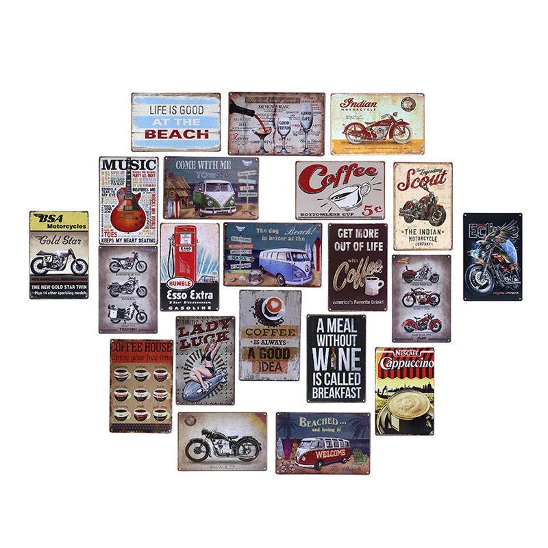 
High quality 20x30cm metal plate hotsale vintage retro tin signs for home wall decoration 