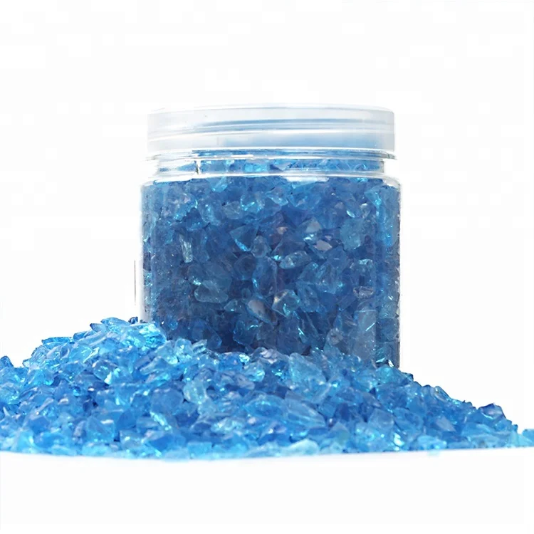 High Luster Tempered Aquamarine Caribbean Blue Glass Beads Pebbles for Planter Patio Garden DIY Decoration