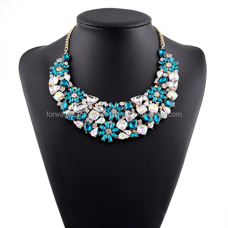 Fashion Crystal Jewelry Stacked Full Gemstone Lady Bib Choker