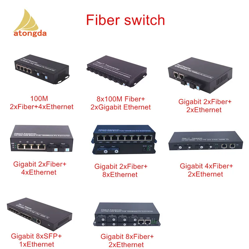 Gigabit 8 Port sfp fiber switch with FX Rj45 Port Network cctv fiber optic Optical fiber equipment