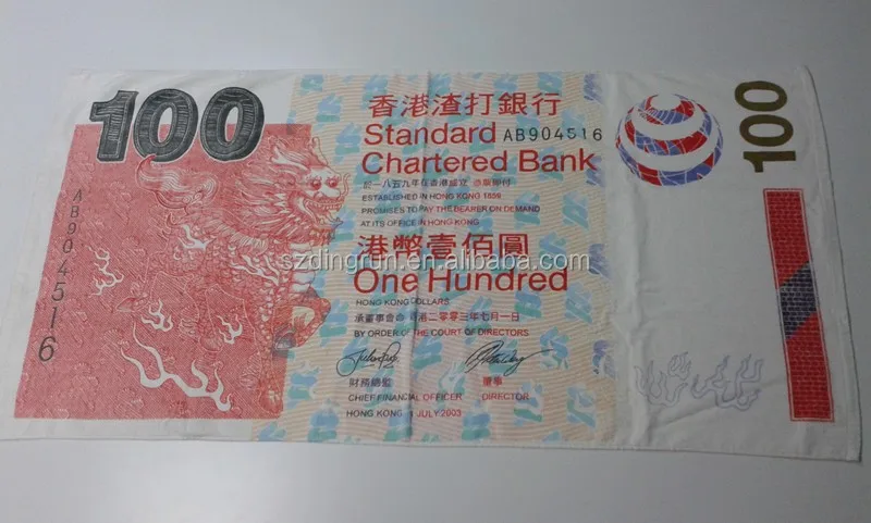 Most popular US dollar printed velour beach towel for promotion