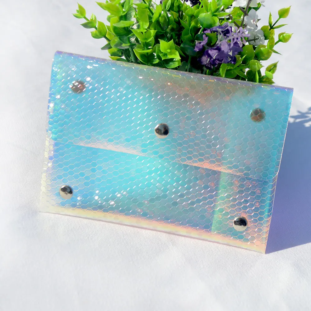 Women Transparent Bag Rainbow Holographic Clear PVC Jelly Small Tote Messenger Bag