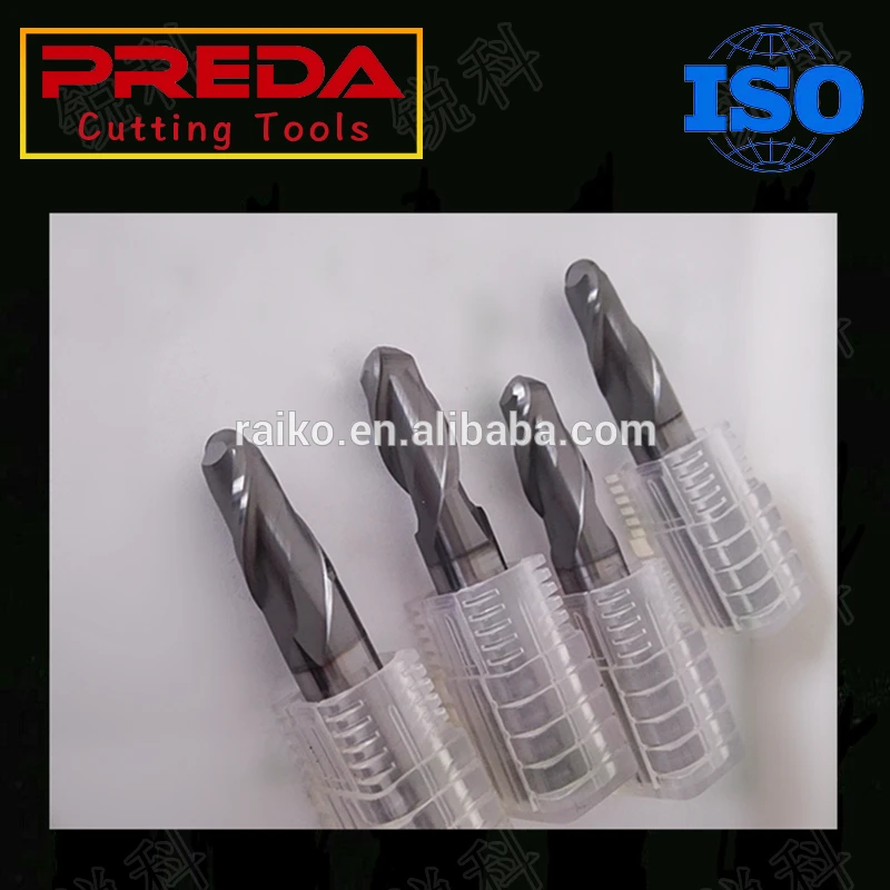 China ferramentas Solid Carbide CNC cutting Tools  HRC70 TIALN coated 2 Flutes Ball Nose end mill milling cutter