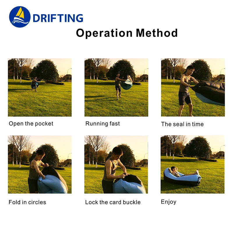 
2019 Hot Sale Fast Inflatable Sofa Lazy Bag Sleeping Bag 240*70cm Camping Portable Air Banana Sofa Beach Bed Air Hammock Nylon 