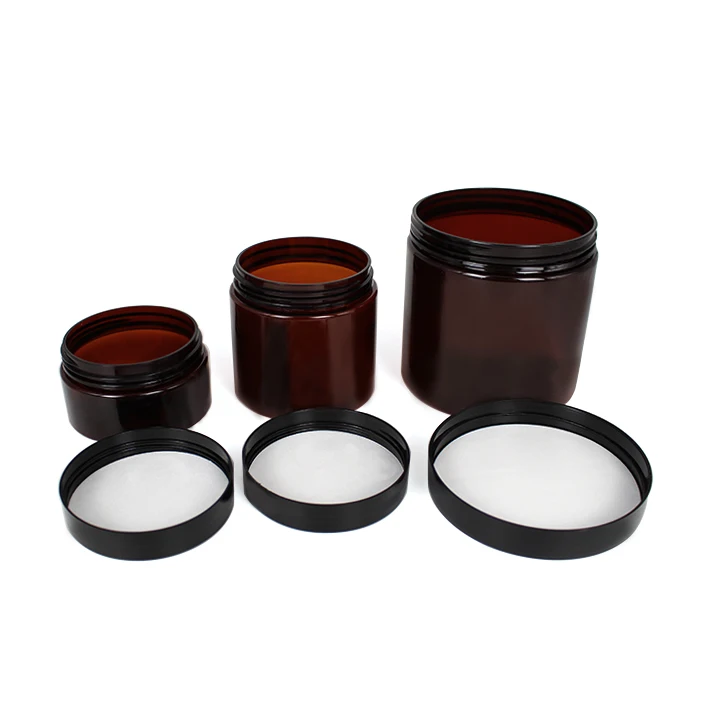 Wholesale 100ml 200ml empty amber pet plastic jar with lid