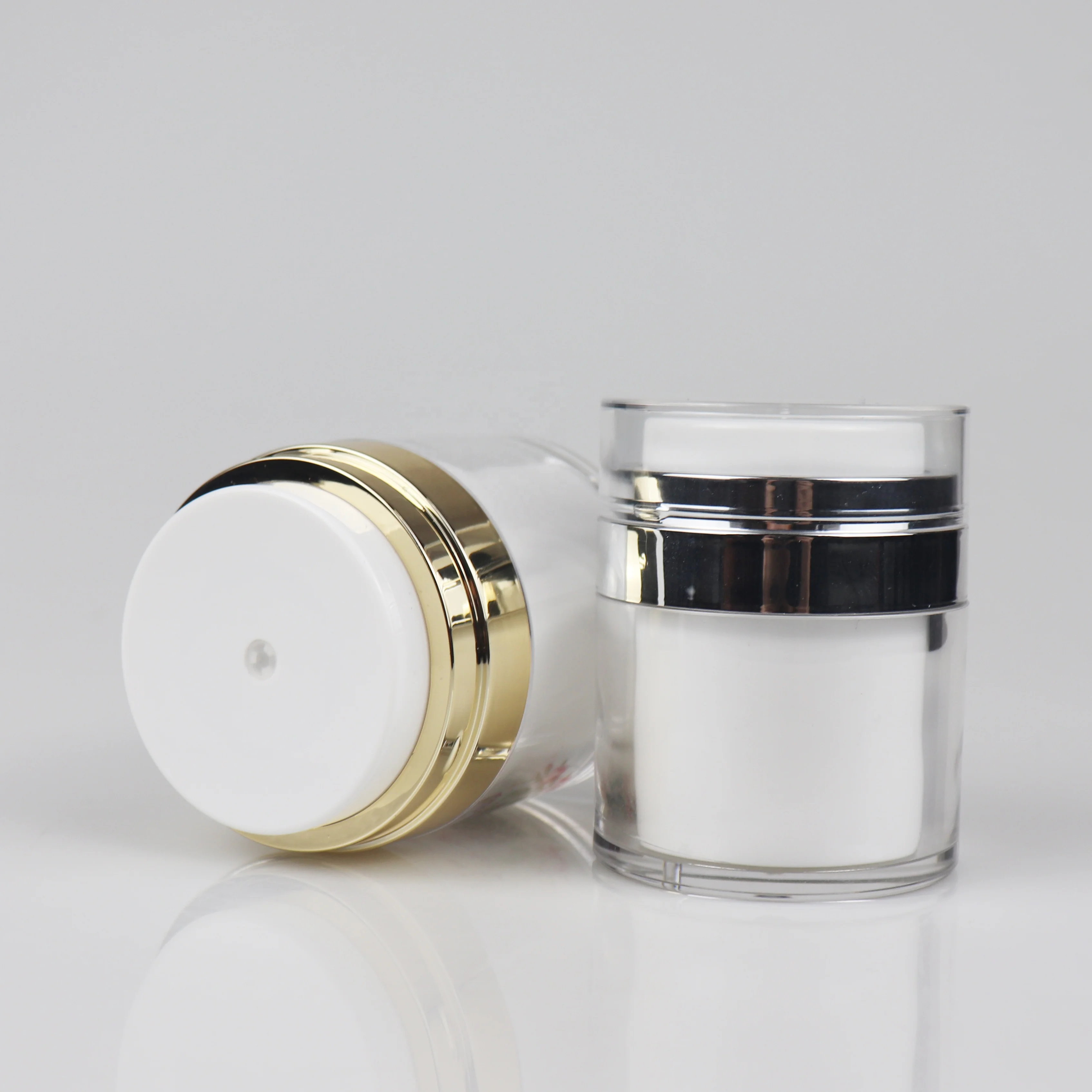 30g white matte or brushed silver lids airless cream jar
