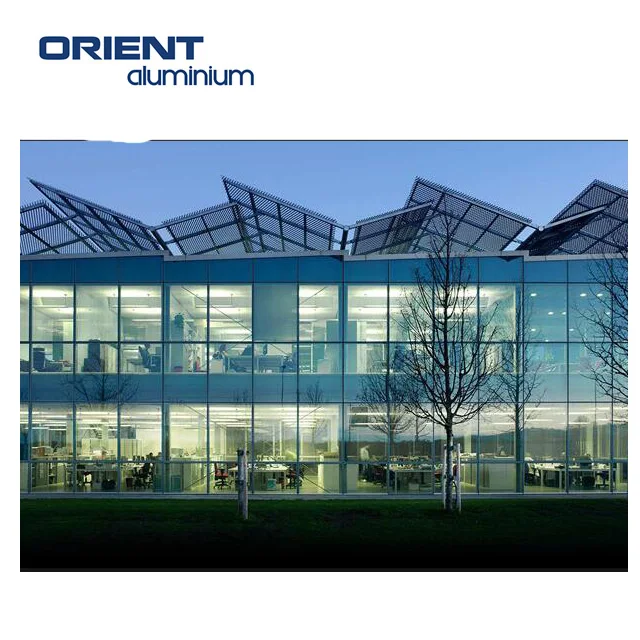 Aluminium glass curtain wall facade systems for building