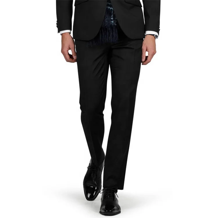 MTM worsted Italian classic slim wedding tuxedo U-shaped lapel vest waistcoat pants black dress mens party wear suits