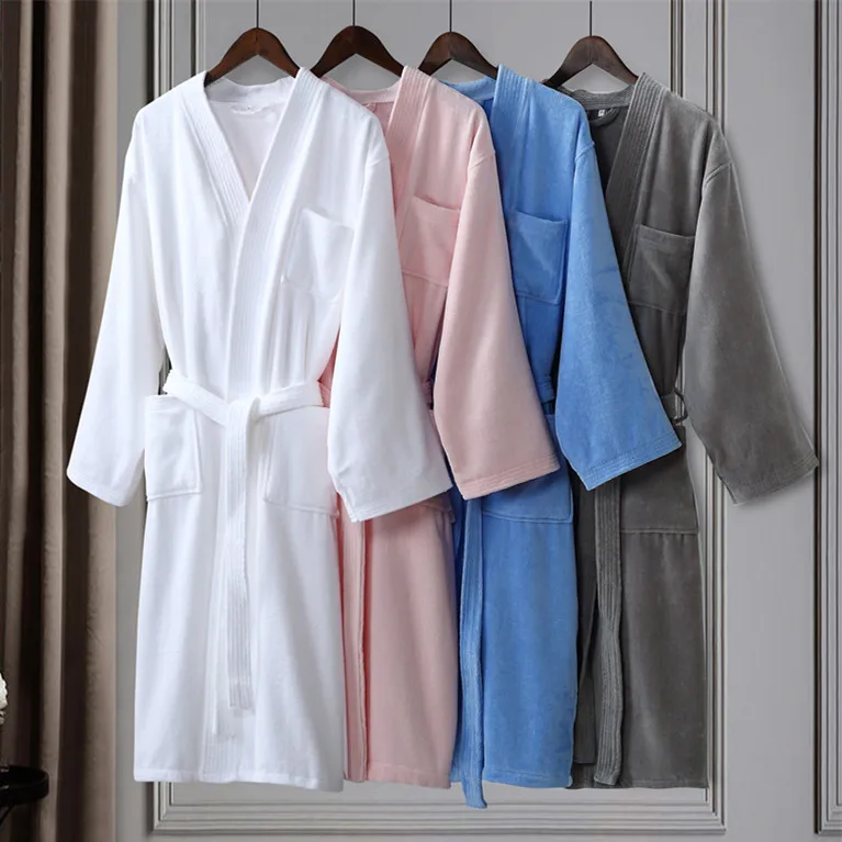 Wholesale skin Friendly extra soft 100% Cotton Velour bathrobe Kimono Women Bath Robe