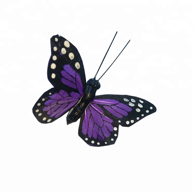 Artificial custom feather butterflies for wedding decorations