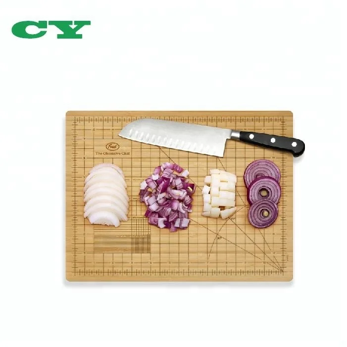 Engraved Guide Lines Obessive Chef Bamboo Cutting Board