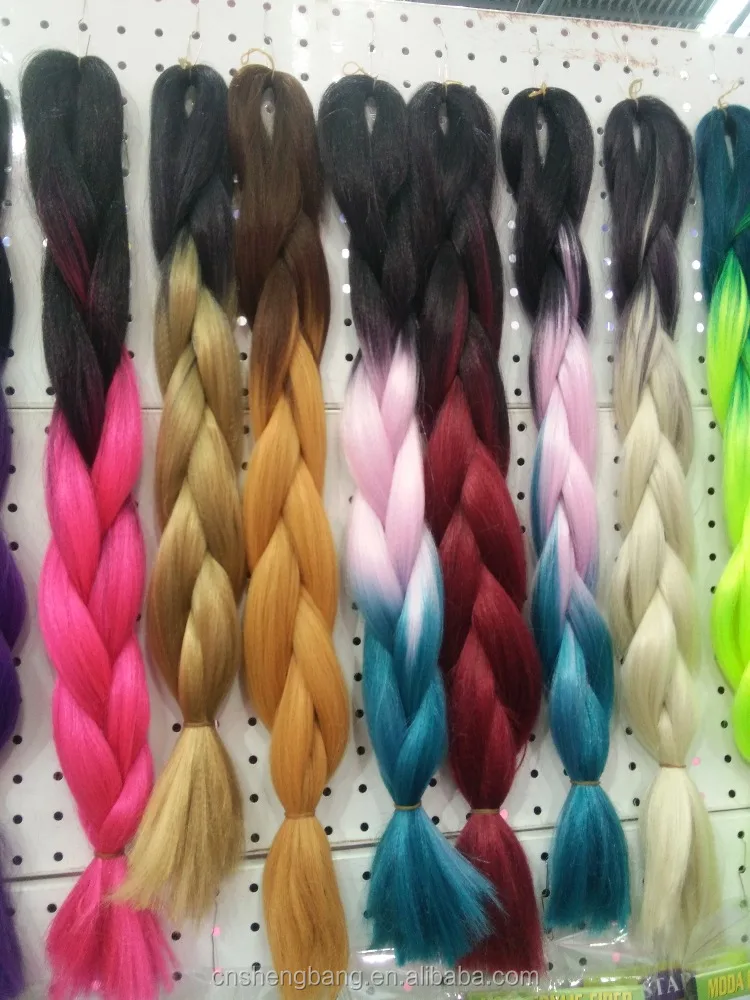 ombre dip dyed braids 2-tone and 3-tone color /heat resistane fiber braids many color IN STIOCK