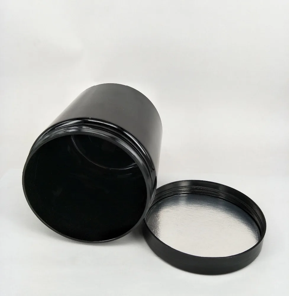 Food Grade 500ml Shiny Black Plastic Wide Mouth Jar