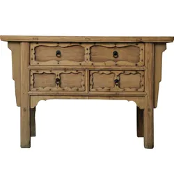 China Antique Reclaimed reproduction Elm console table furniture factory supplier Drawer Cabinet antique wood console