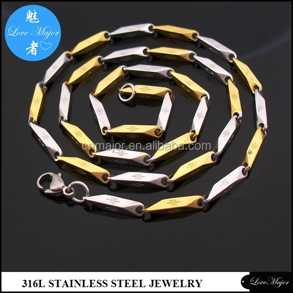 3mm surgical stainless steel Gold Bullet Arrow Stick link chain jewelry for Brazil Men