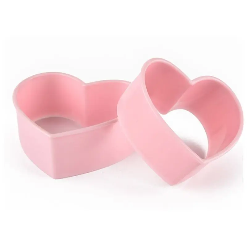 5Pcs Heart Shape Cookie Cutters Set Plastic Cookie Fondant Tool