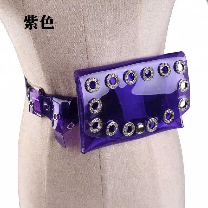 
2018 PVC ladies fancy packs waist belt with cell phone bag 