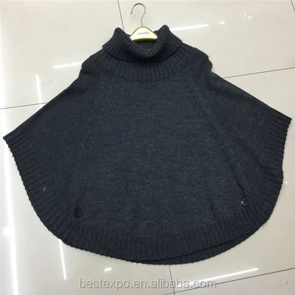 
wholesale latest sweater designs for girls knitted turtleneck poncho with fringe guangzhou factory coat 