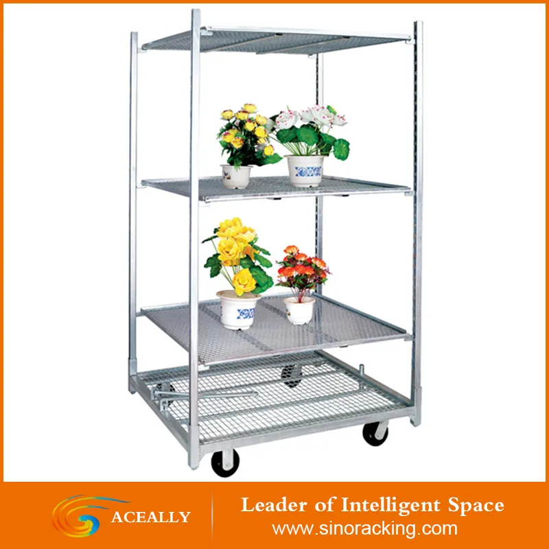 4 колеса завод по производству металлических цветочный горшок для стеллажа Супермаркета тележка