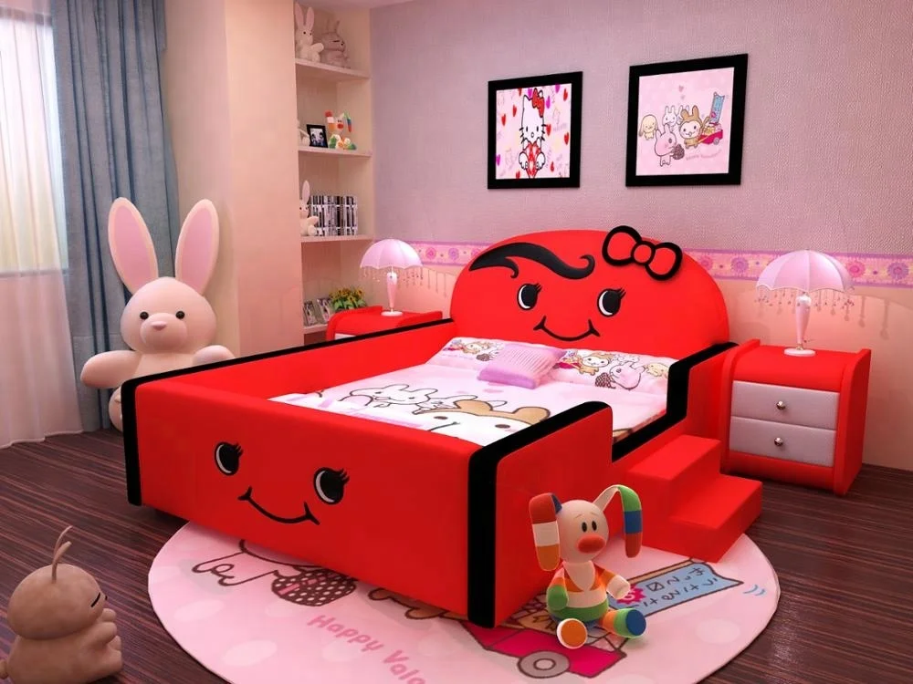 Детская кровать с рисунком, детская мебель с лестницей, милая кровать для девочек Y22