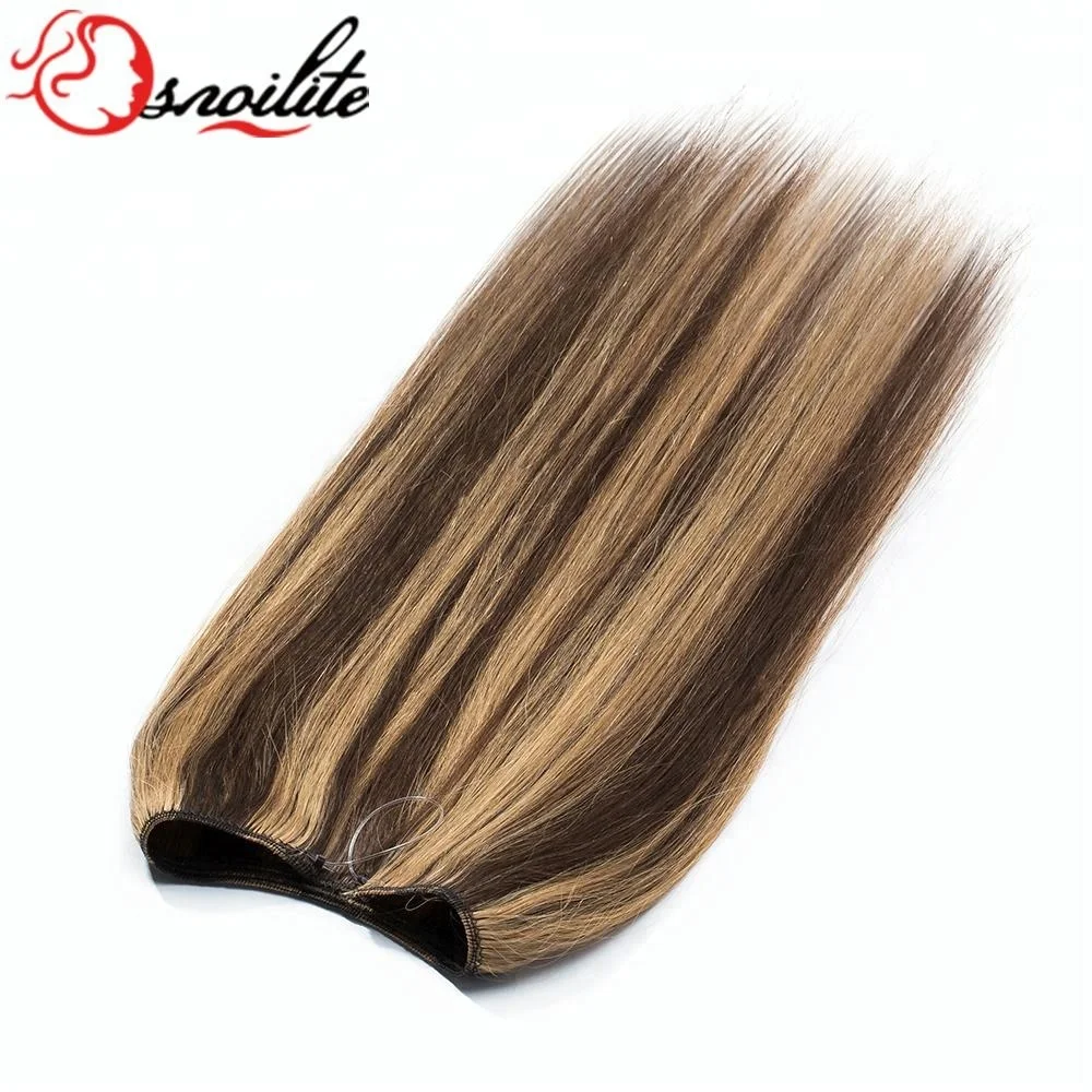 Dark brown Highlight Ash blonde Durable Hidden fish line wire brazilian remy hair hot sale