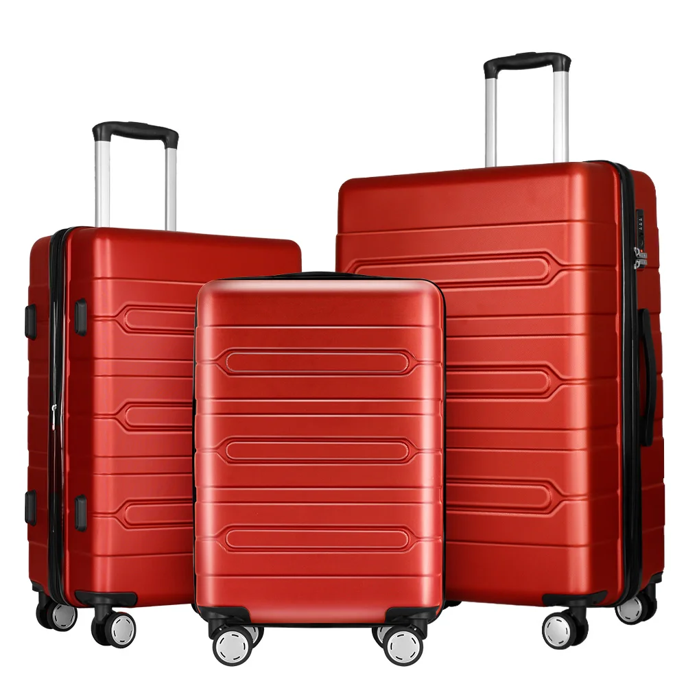 Elegant Red Women's Expandable Suitcase Set with TSA Lock