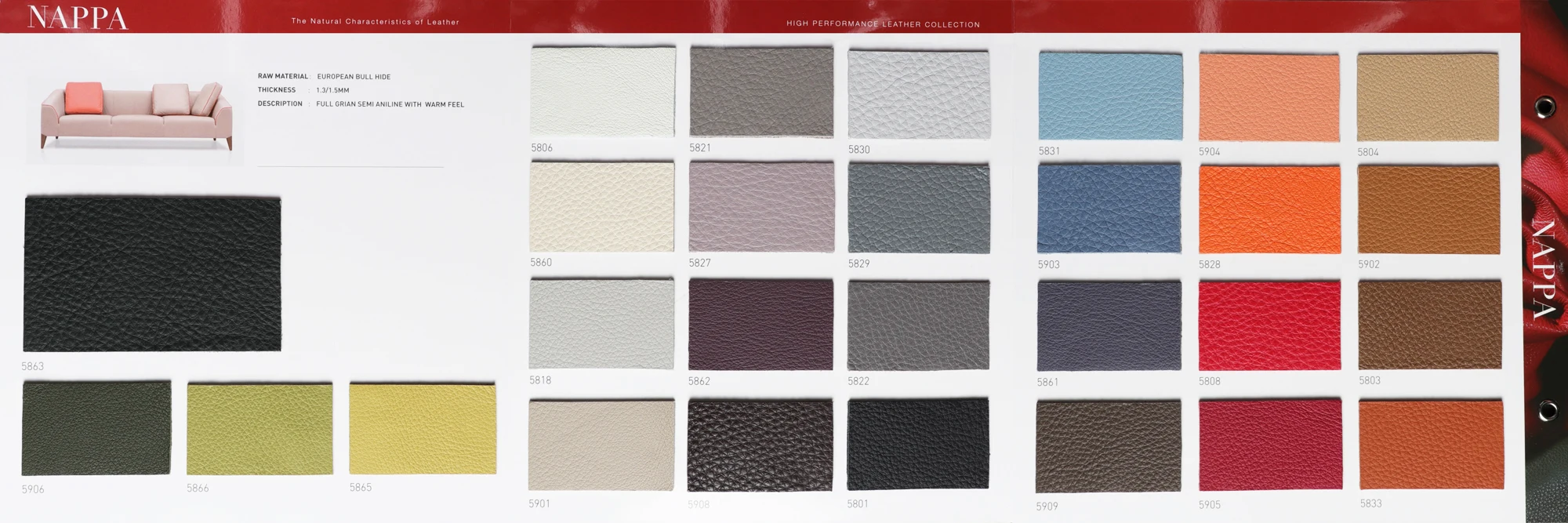 
Italy NAPPA leather for furniture sofa full grain cow soft leather 