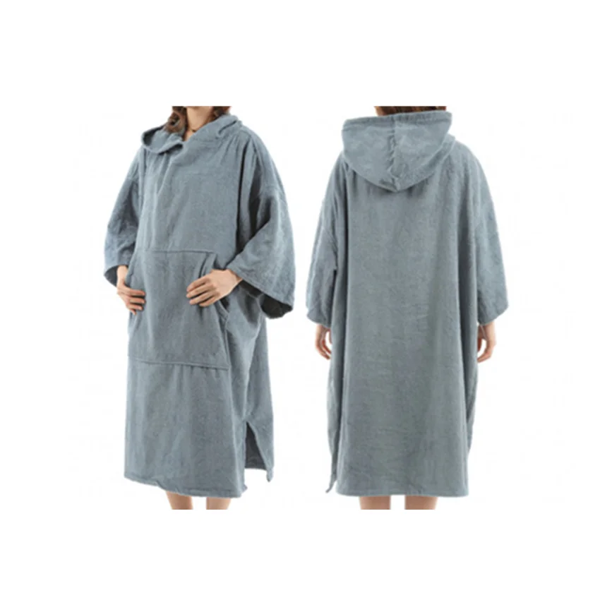 Custom Color Embroidered Logo Adult Microfiber Towel Surf Poncho Hooded