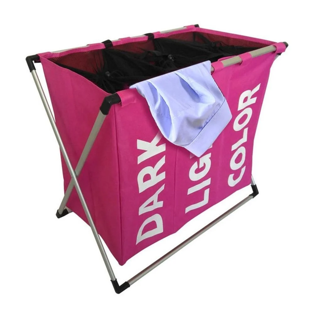 Top new best selling folding 600D oxford 3 compartment laundry hamper for factory