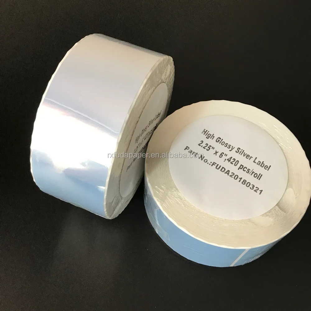 High Glossy inkjet Silver label roll for VIP Colo label printer, Afinie L501,GP-C381,VP485