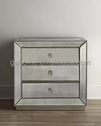 
Antique beveled glass mirrored bedside table 