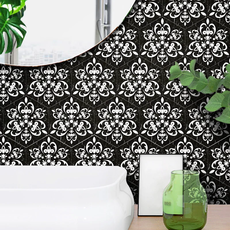 3D Arab ceramic style floor tiles art sticker for decorating living room kitchen decals removable waterproof murals