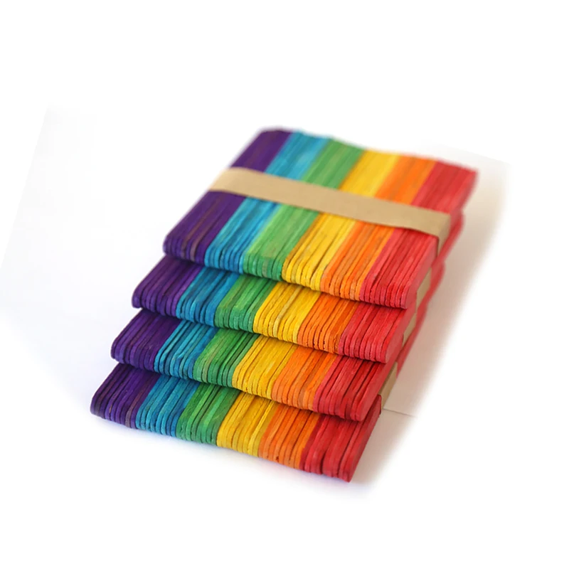 Straight edge colorful birch wood stick for ice cream