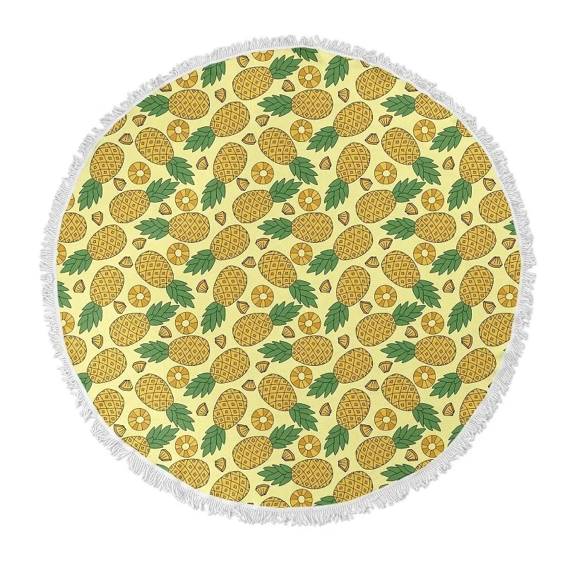 Индивидуальное 100% хлопковое круглое пляжное полотенце с принтом фруктов