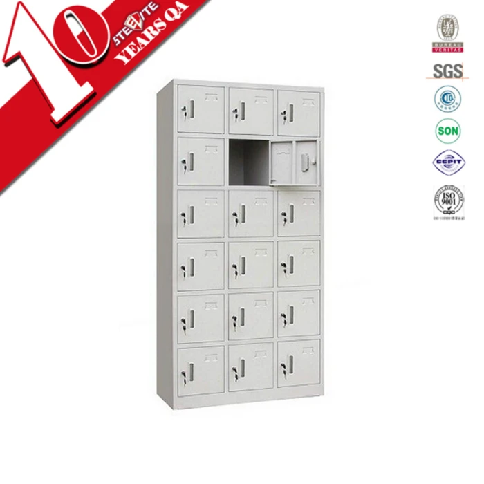 18 Compartments air Coin Lockers Sale/18 Door Metal File Cabinets Knock Down/light Blue Swimming Pool Metal Closet Lockers Lock