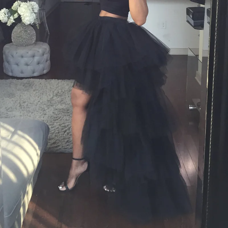 Women Multi Layer Tulle Skirt Girls Summer High Waist Skirts Pleated Retro Princess Long Maxi Tutu Skirt Ball Gown Y11084