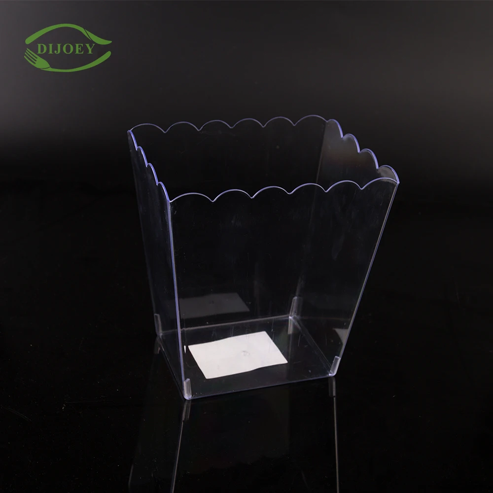 Custom disposable small square shape clear wine beer champagne ice bucket