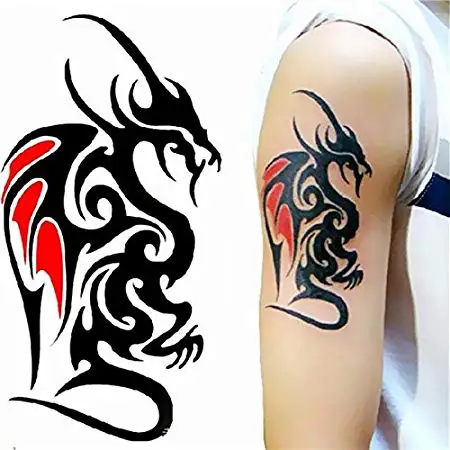 Removable Stickers Body Arm Tattoo Temporary Dragon Style Art Tattoos Waterproof for Men Women