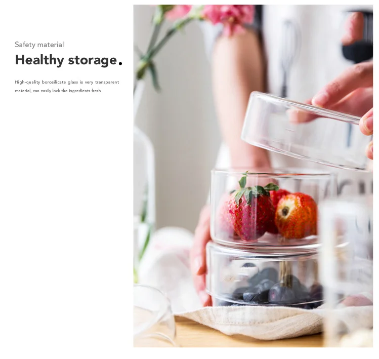 flat transparent grape lemon kitchen child resistant glass jar with lid