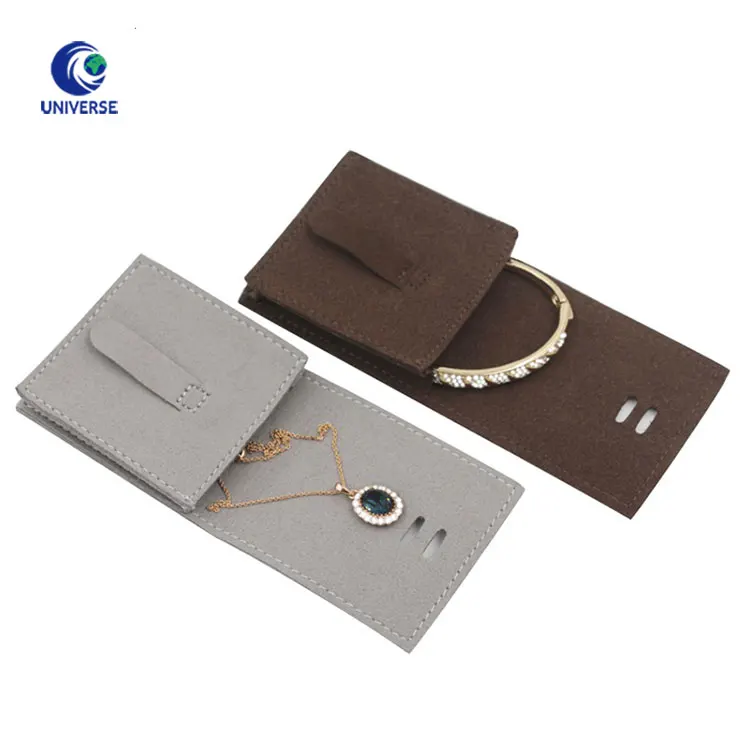
Wholesale Luxury Small Flap Gift Embossed Suede Leather Jewellery Envelop Pouch 